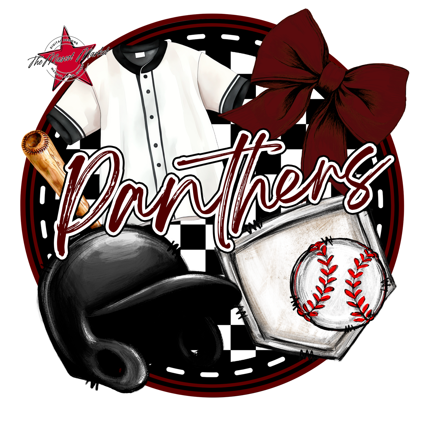 Panthers Circle Baseball Design-Maroon