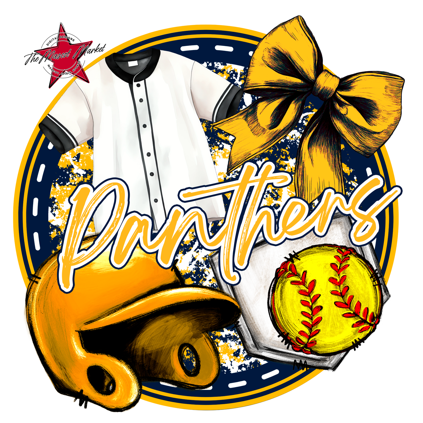 Panthers Circle Softball Design-Navy-Yellow