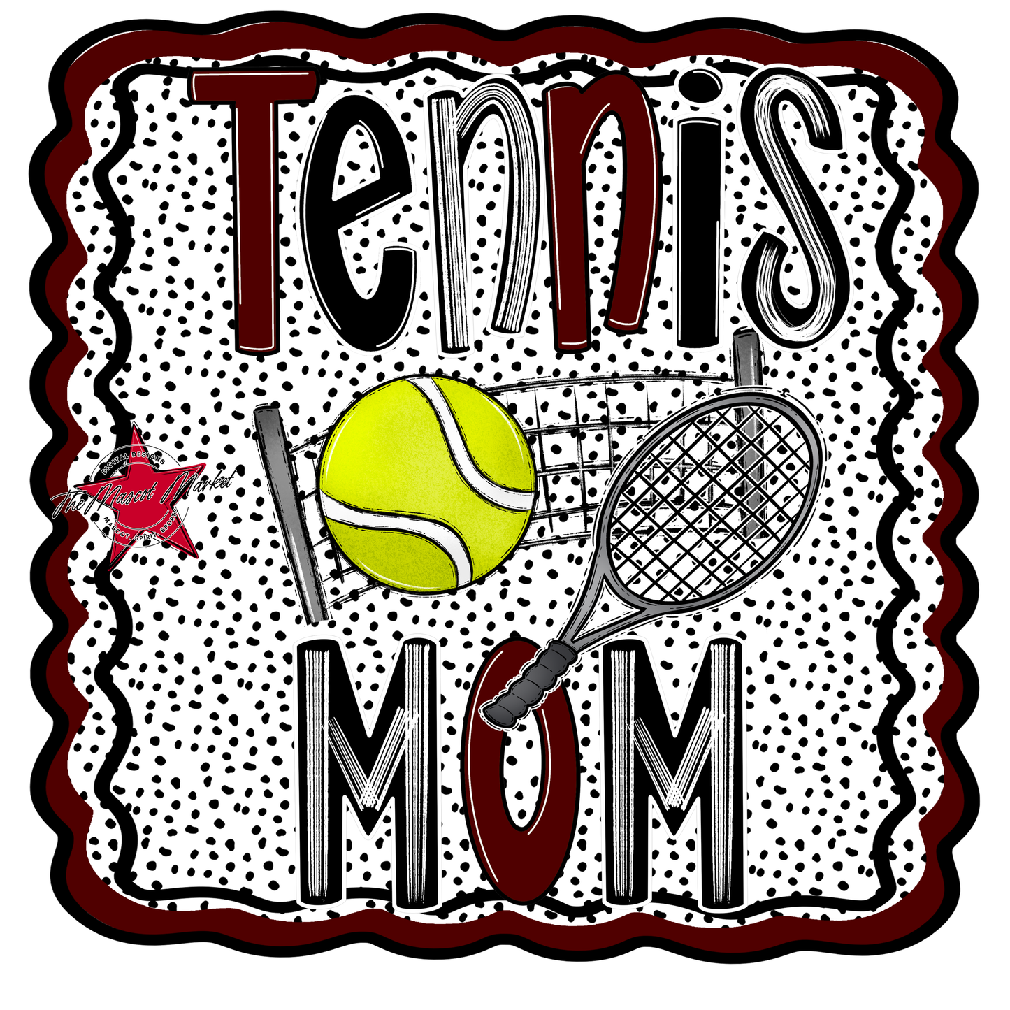 Tennis Mom Dot Design-Maroon
