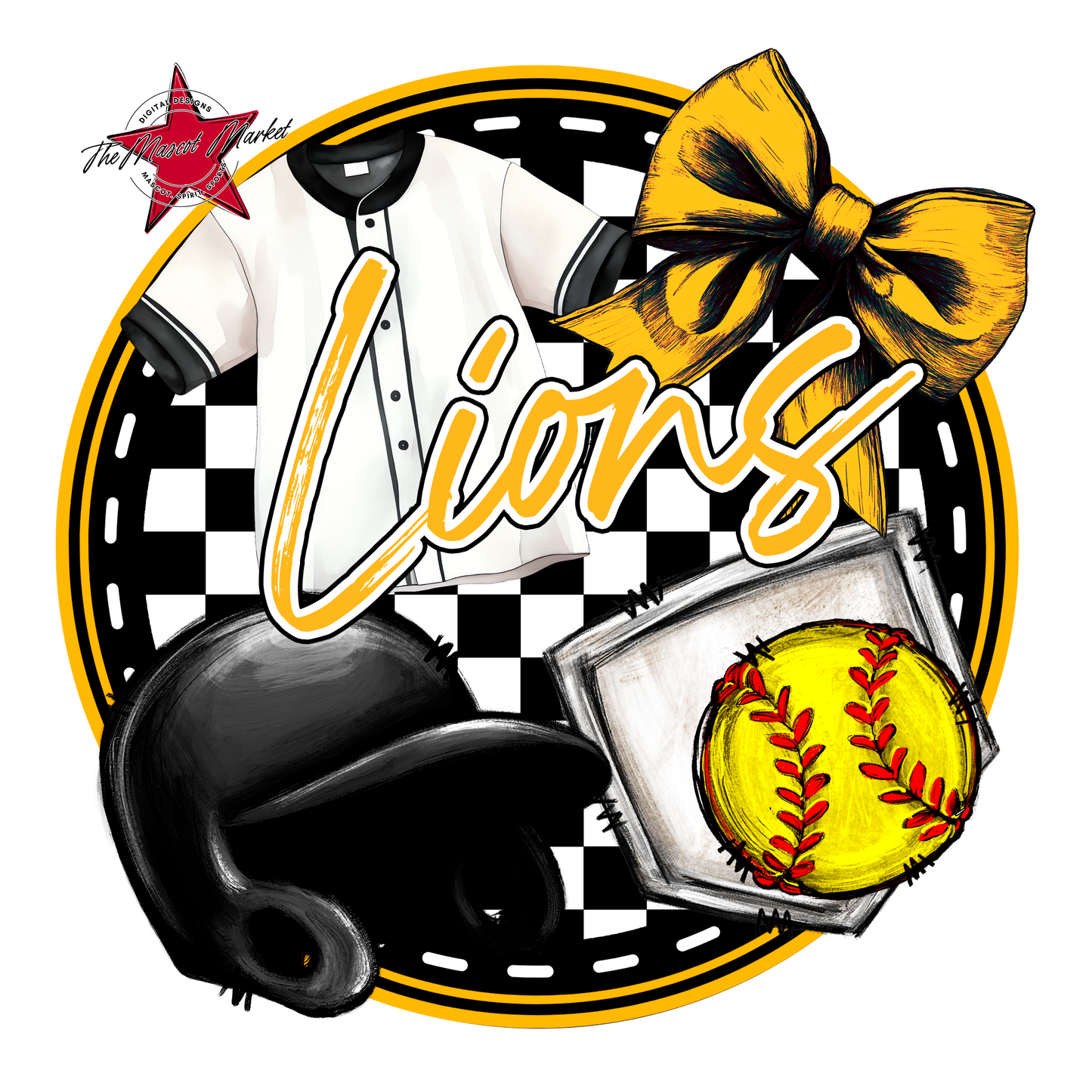 Lions Circle Softball Design-Yellow