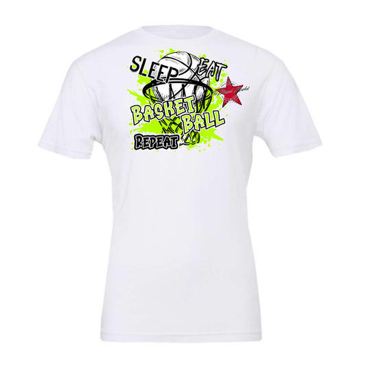 Eat Sleep Basketball Repeat Design-Neon Green
