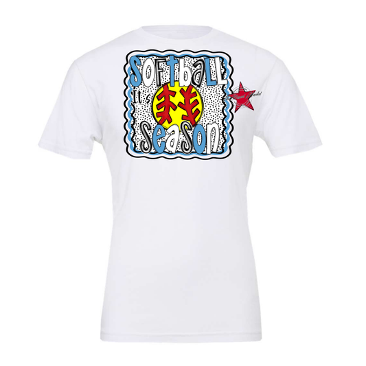 It's Softball Season Dot Design-Carolina Blue