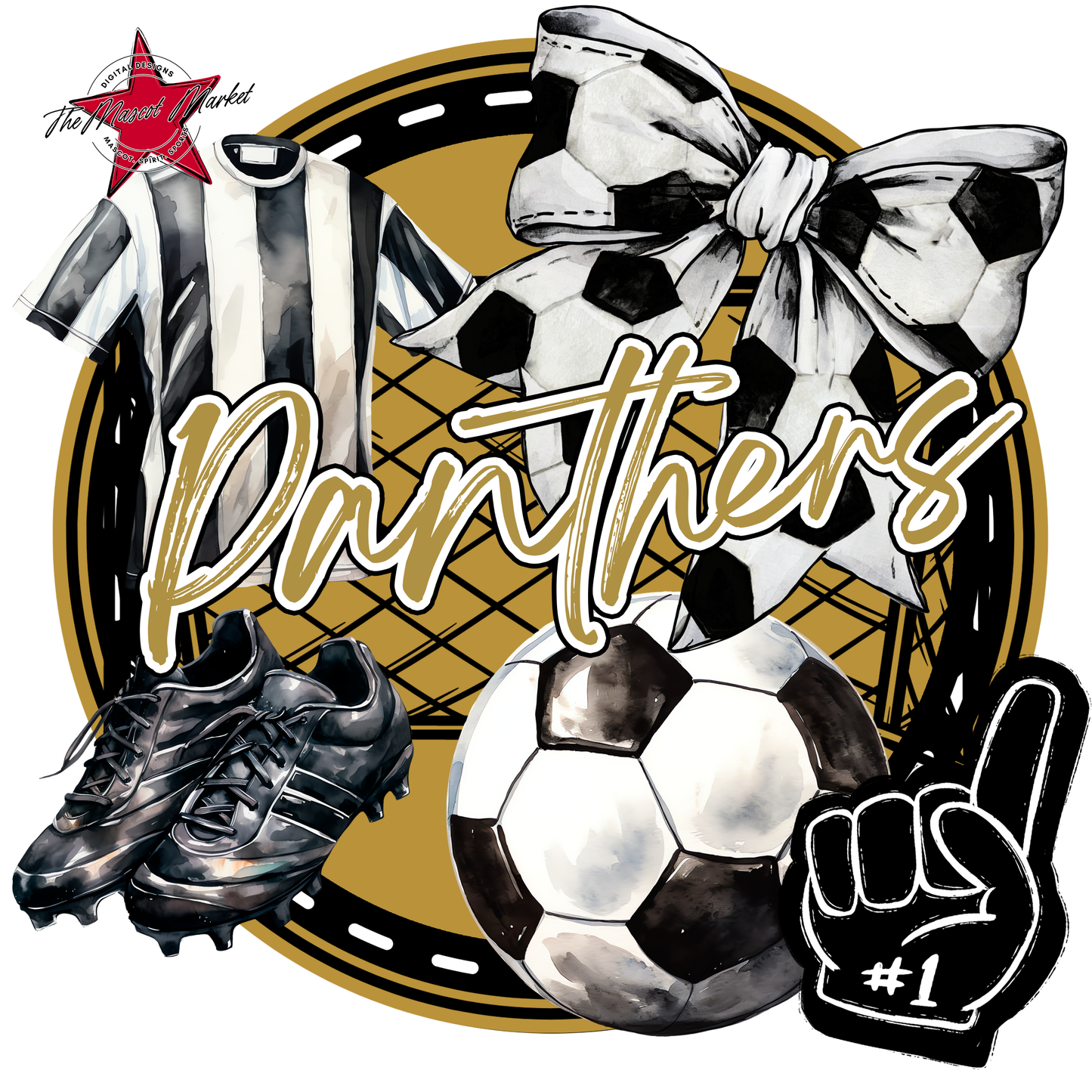 Panthers Circle Soccer Design-Gold