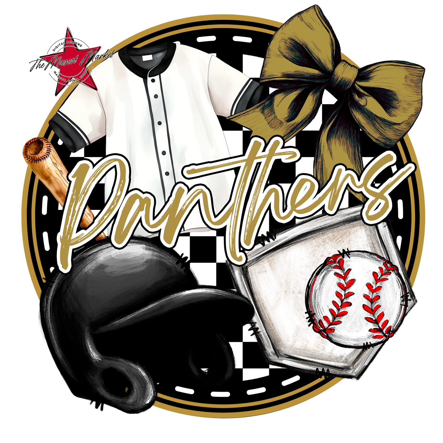 Panthers Circle Baseball Design-Gold