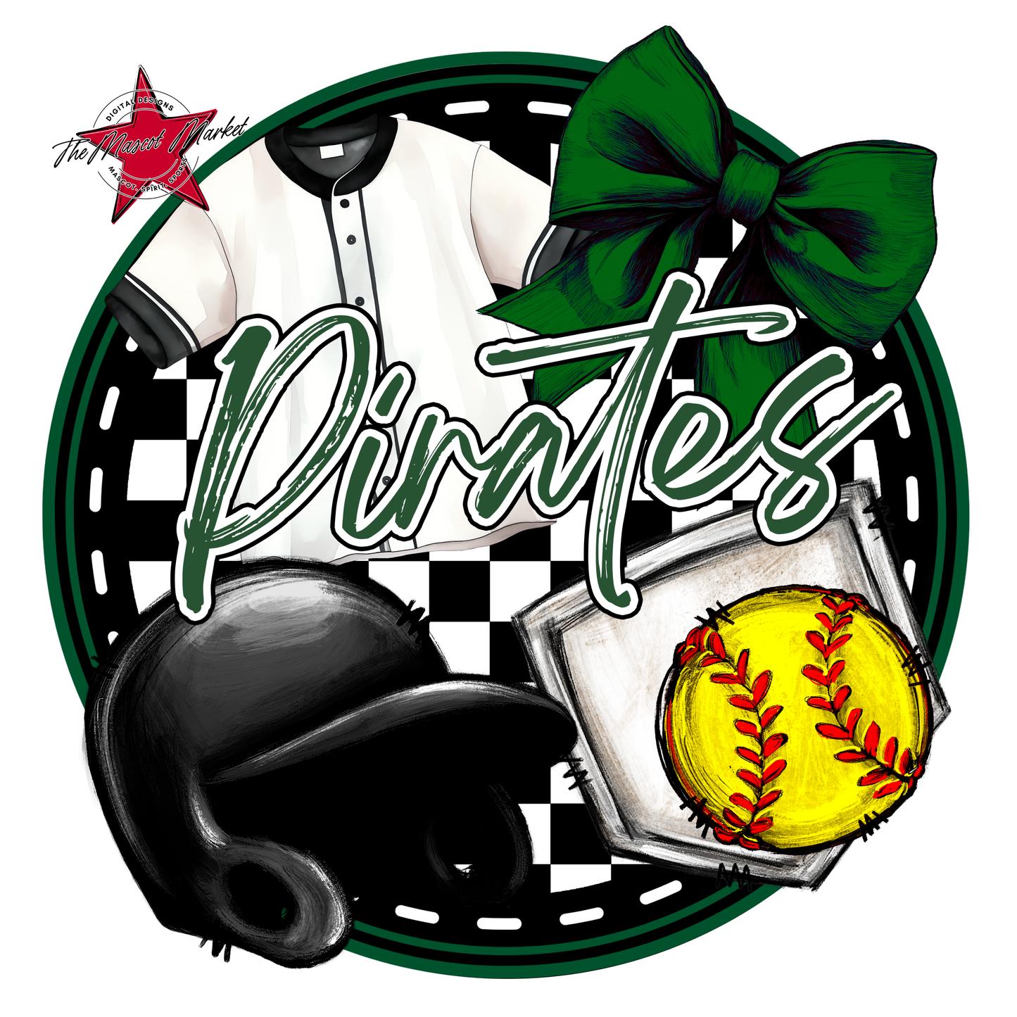 Pirates Circle Softball Design-Green