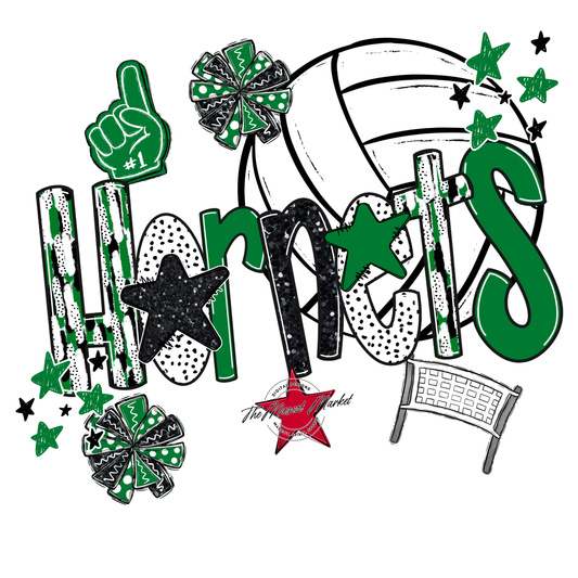 Hornets Volleyball Scrape-Kelly Green