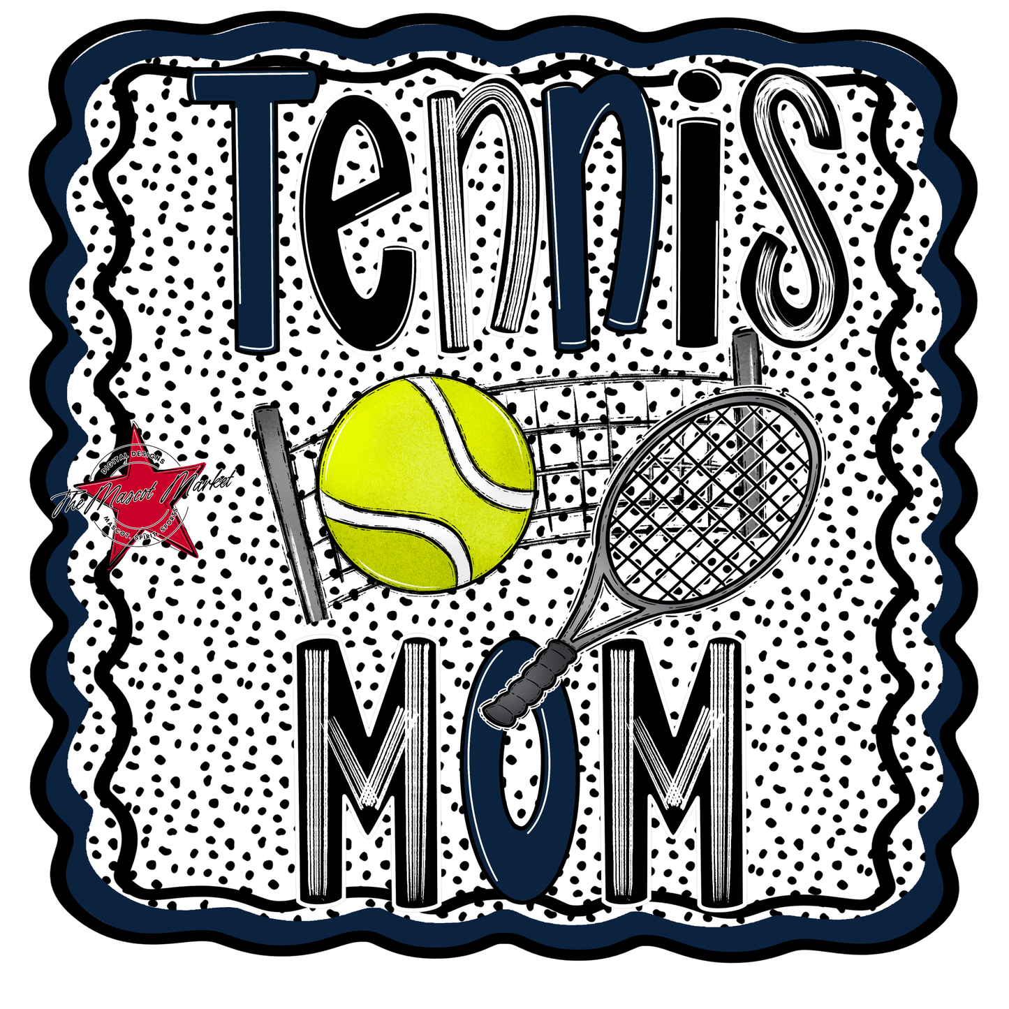 Tennis Mom Dot Design-Navy