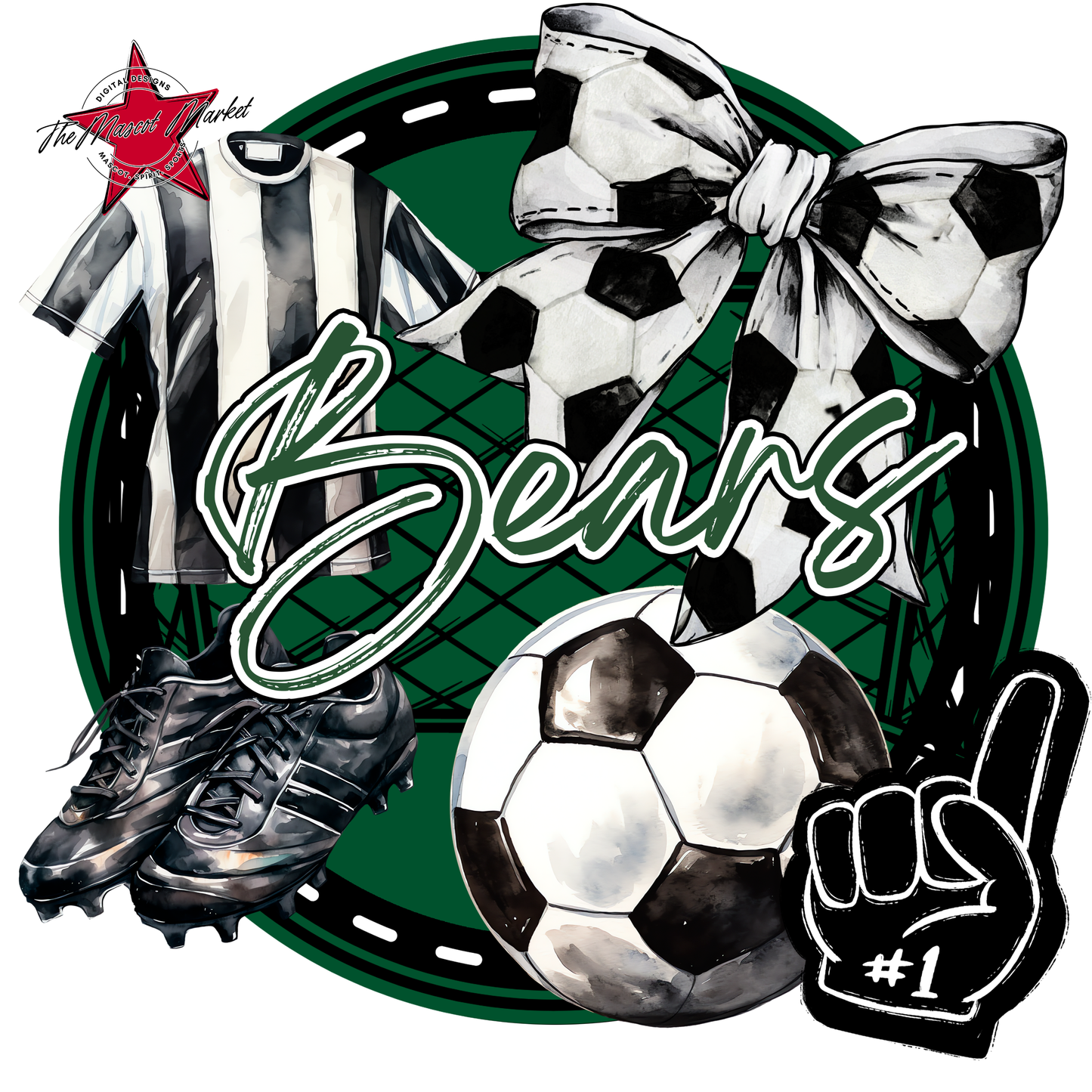 Bears Circle Soccer Design-Green