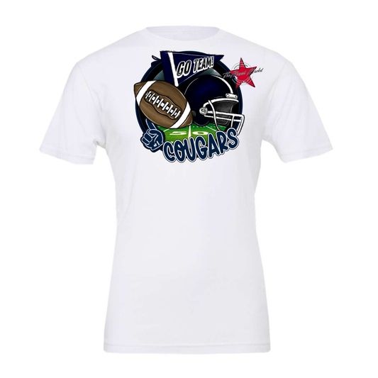 Cougars Circle Football Design-Navy
