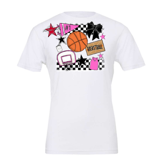 Basketball Checkers Spirit Design-Baby Pink