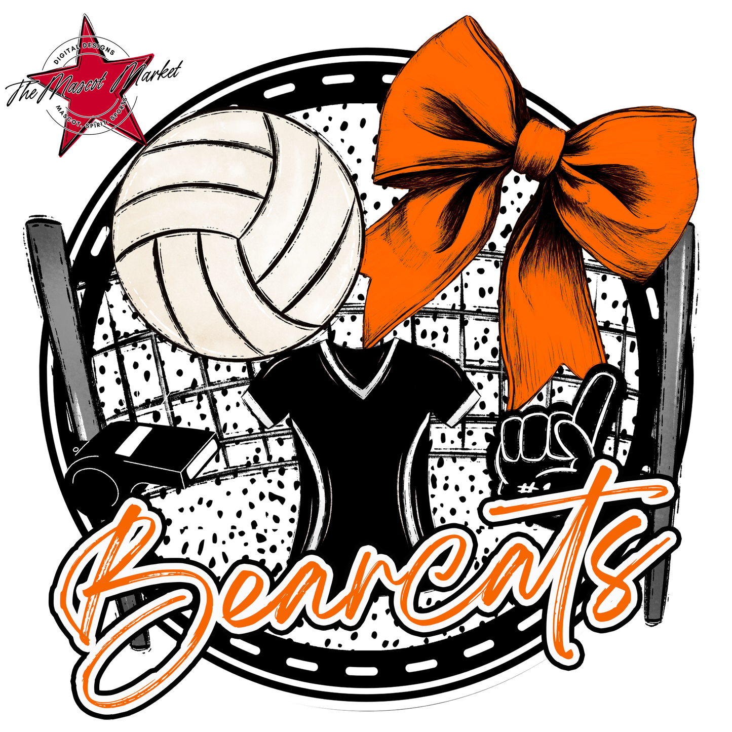 Bearcats Circle Volleyball Design-Orange