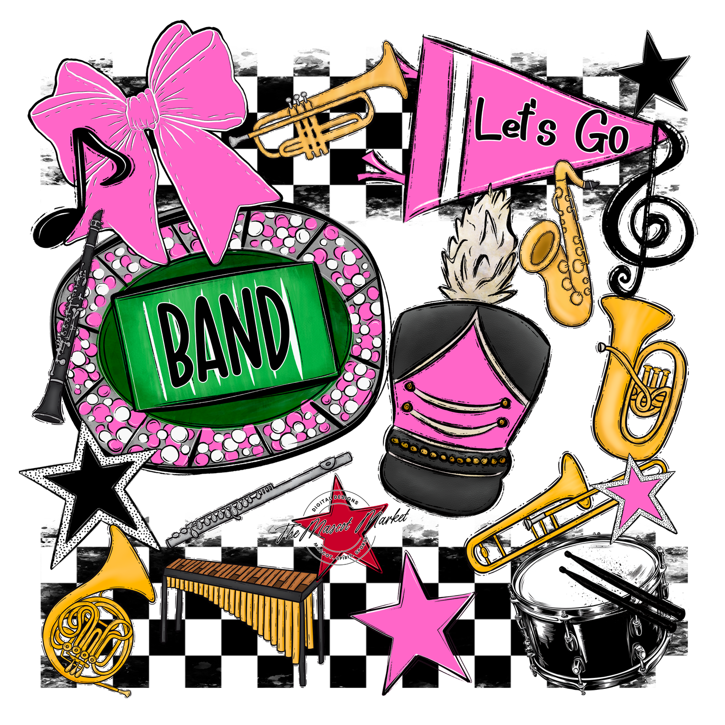 Band Checkers Spirit Design-Baby Pink