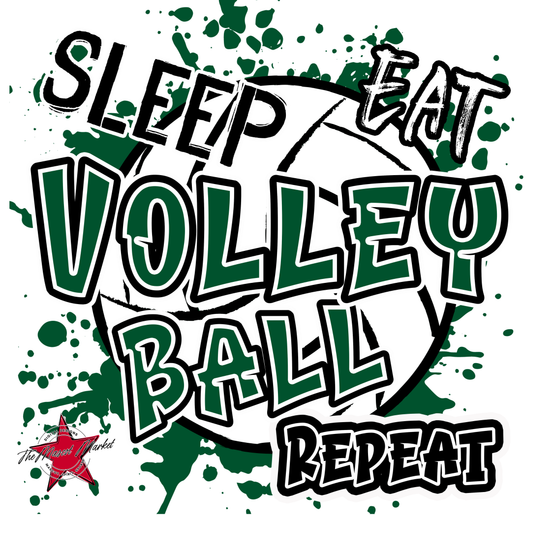 Eat Sleep Volleyball Repeat Design-Green