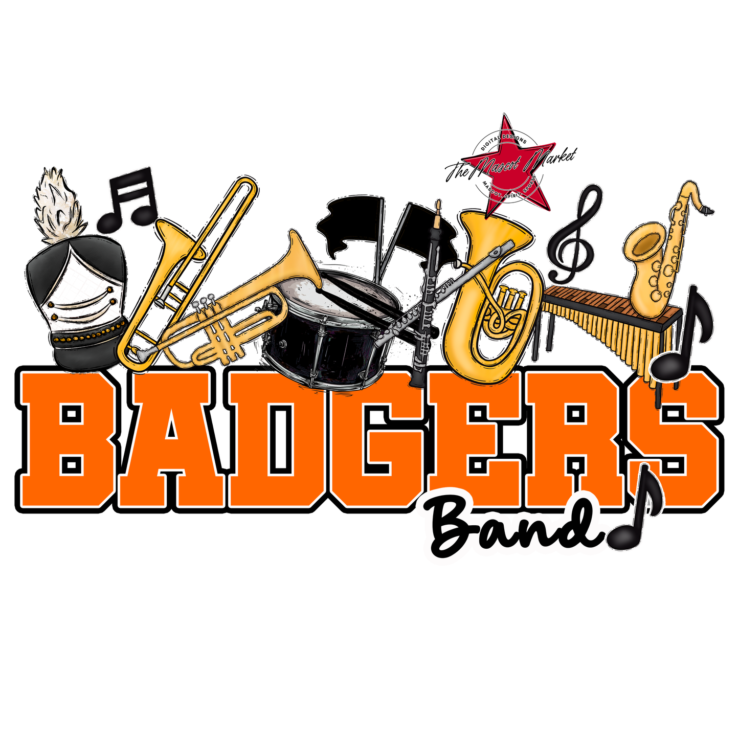 Badgers Varsity Band Design-Orange