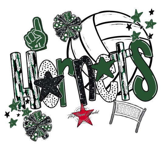 Hornets Volleyball Scrape-Green
