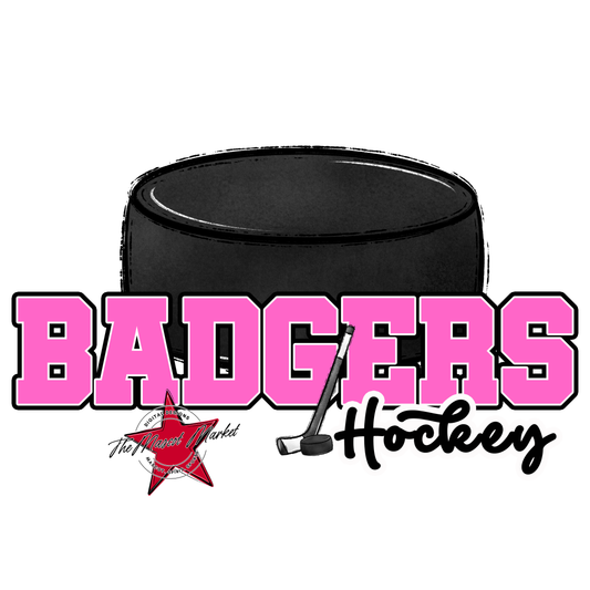 Badgers Varsity Hockey Design-Baby Pink
