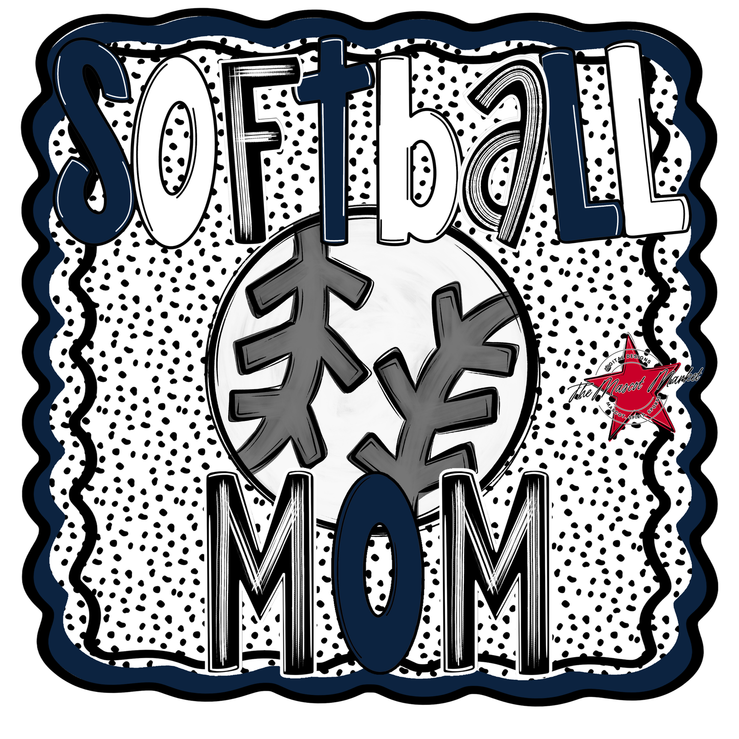Softball Mom Dot Design-Navy