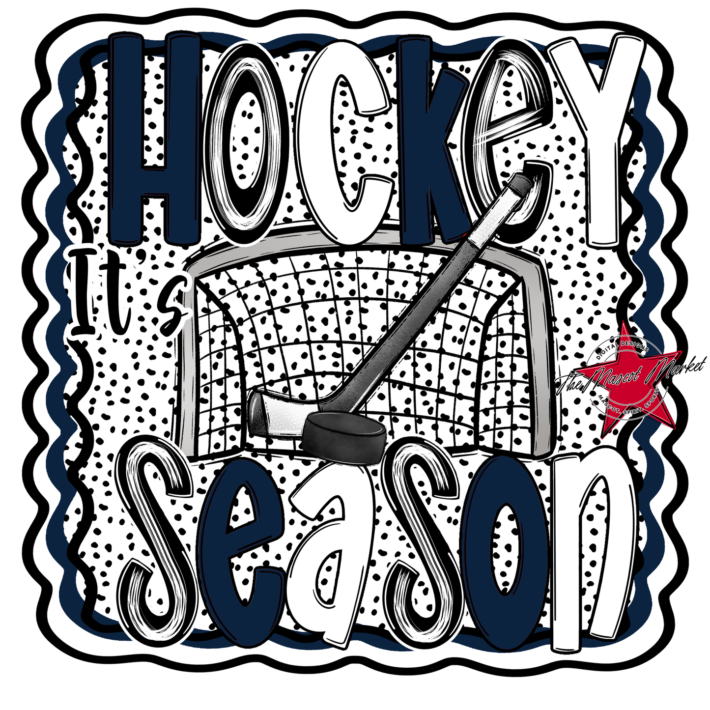 It's Hockey Season Dot Design-Navy