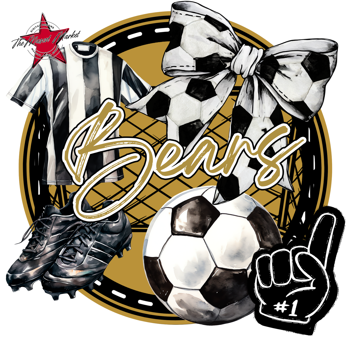 Bears Circle Soccer Design-Gold