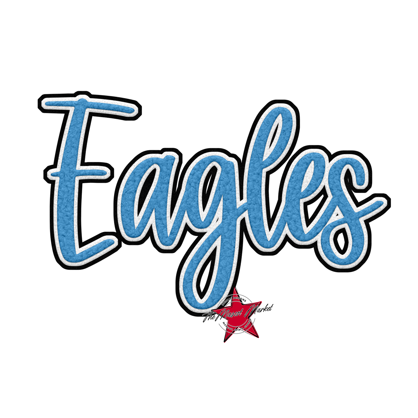Eagles Faux Chenille Patch-Carolina Blue