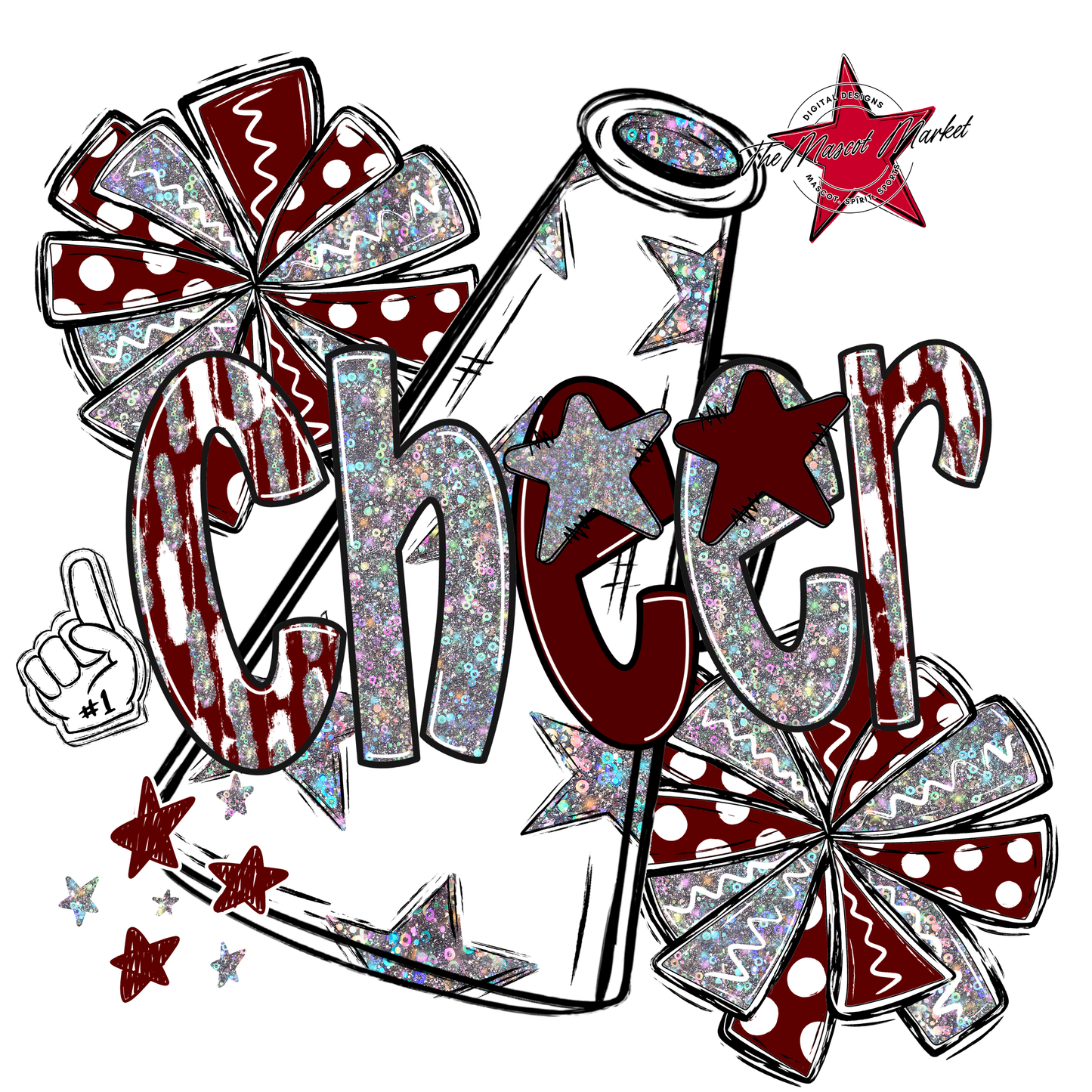 Cheer Megaphone Scrape Holigraphic-Maroon