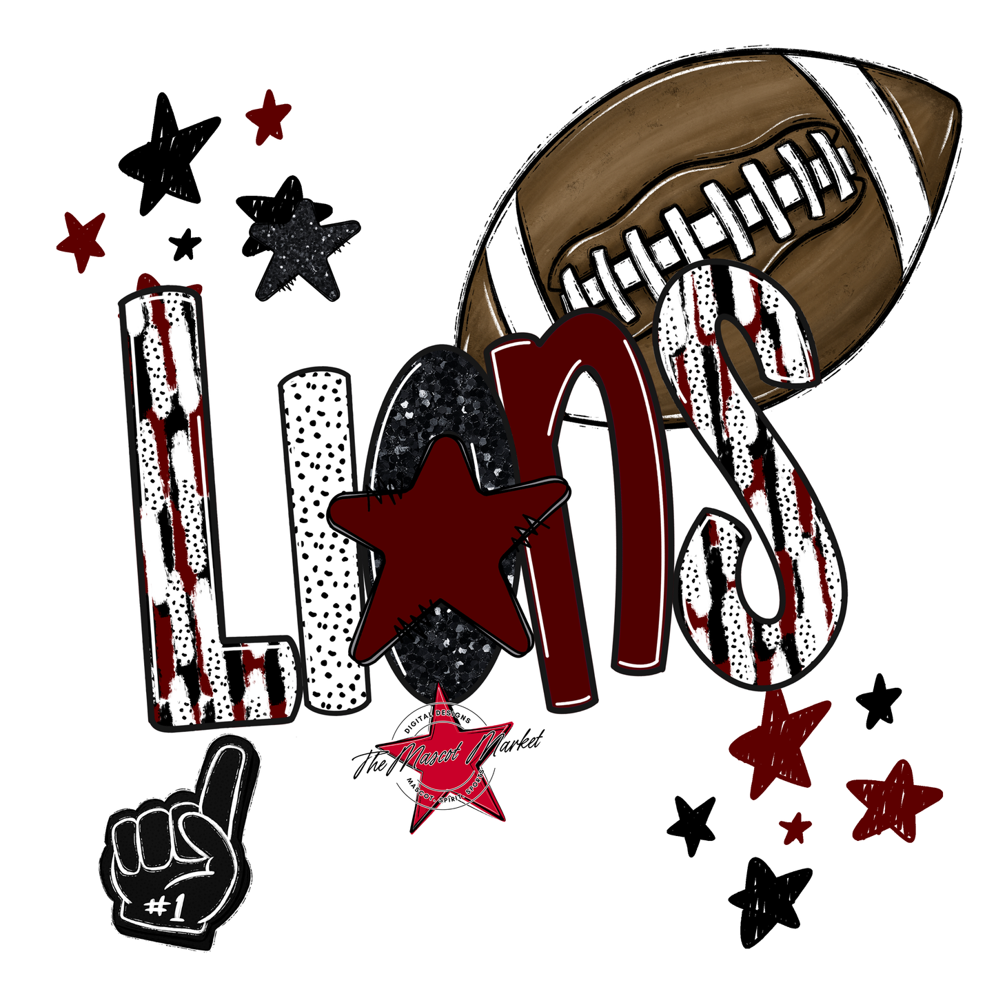 Lions Football Scrape-Maroon