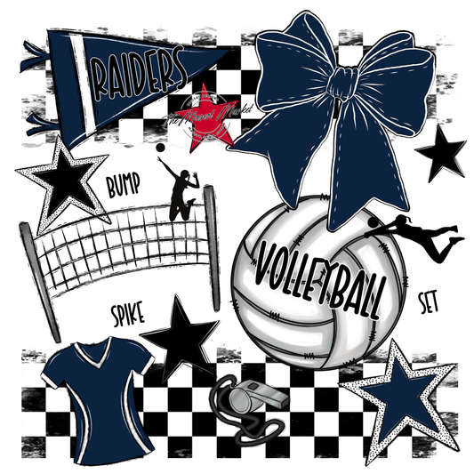 Raiders Volleyball Checkers Design-Navy