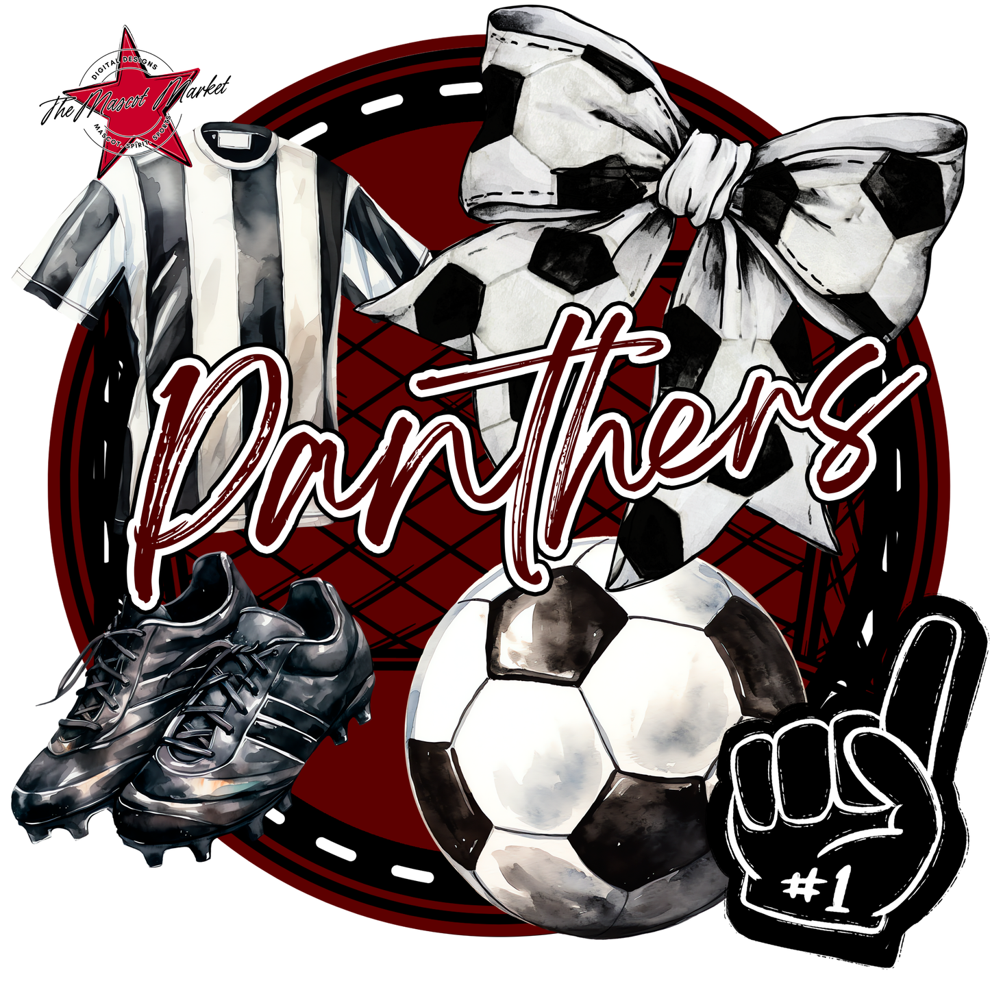 Panthers Circle Soccer Design-Maroon