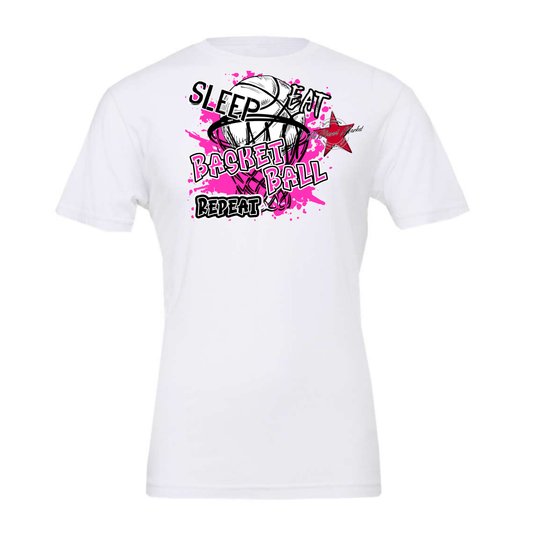 Eat Sleep Basketball Repeat Design-Pink