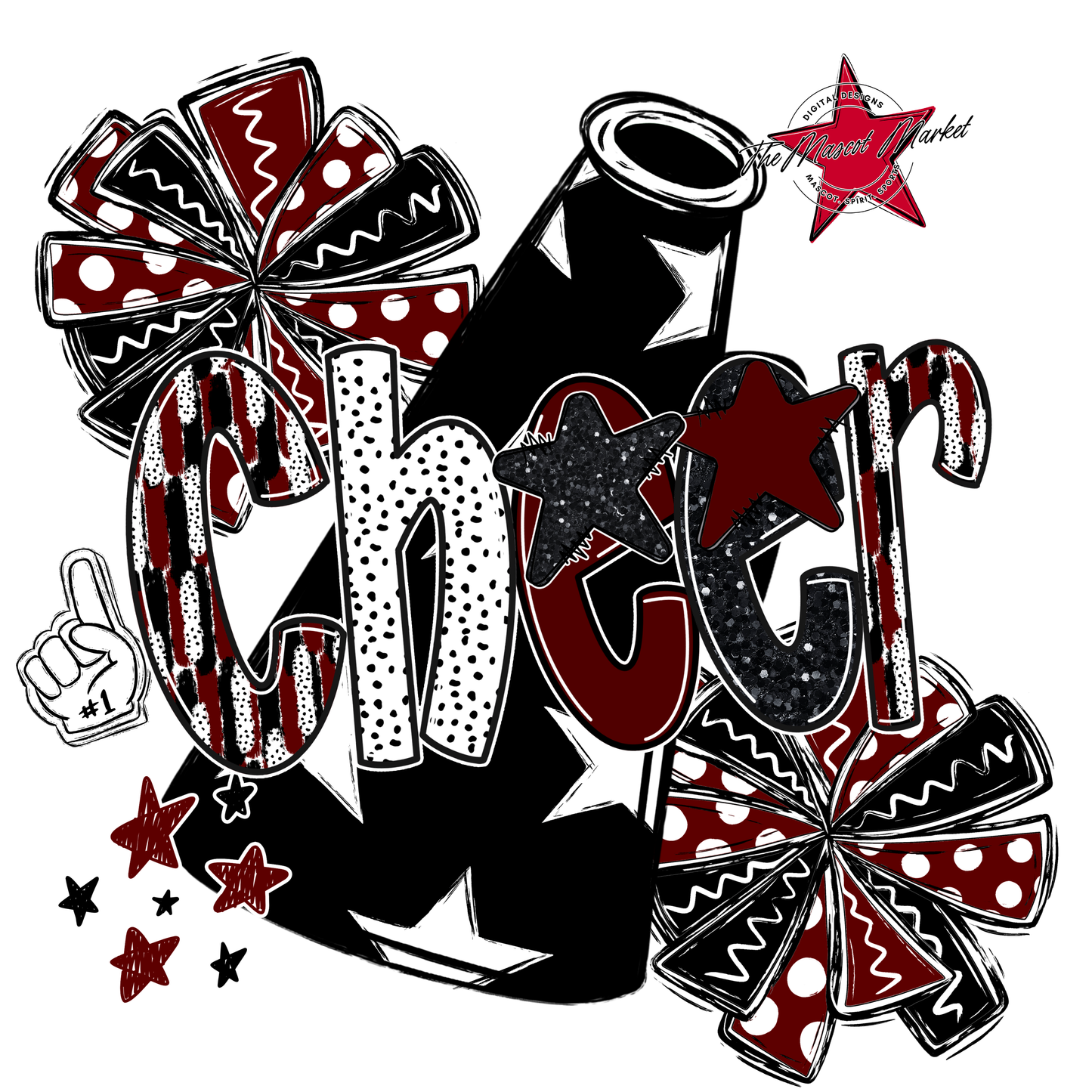 Cheer Megaphone Scrape Black-Maroon