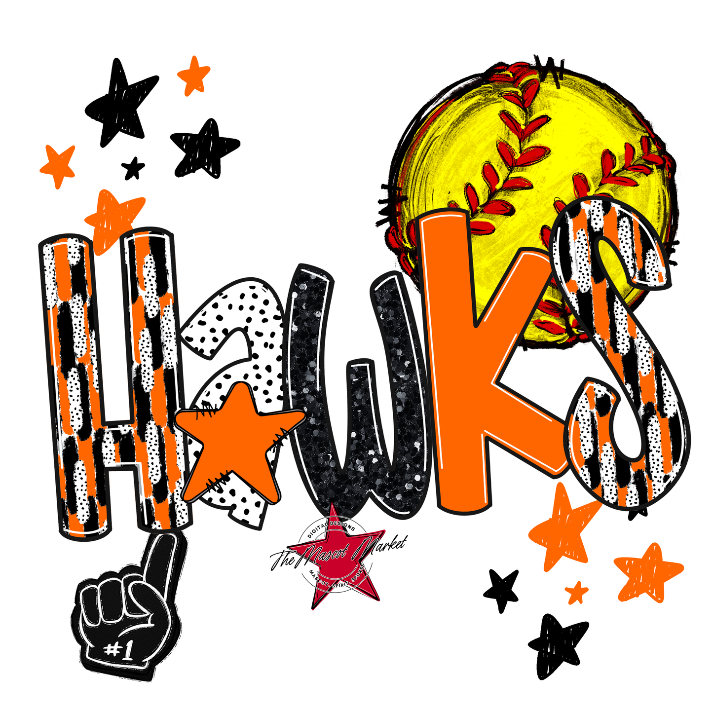 Hawks Softball Scrape-Orange