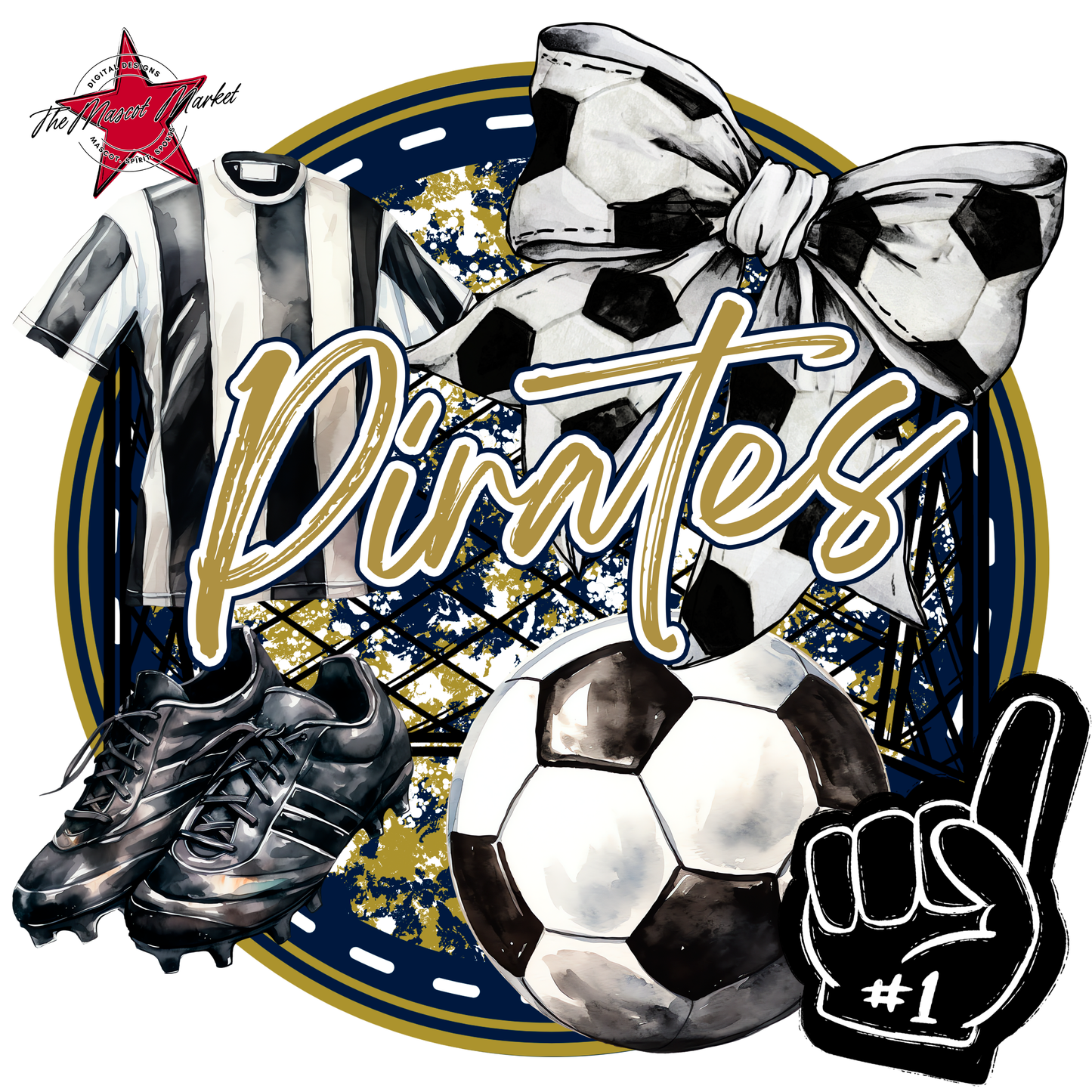 Pirates Circle Soccer Design-Navy-Gold