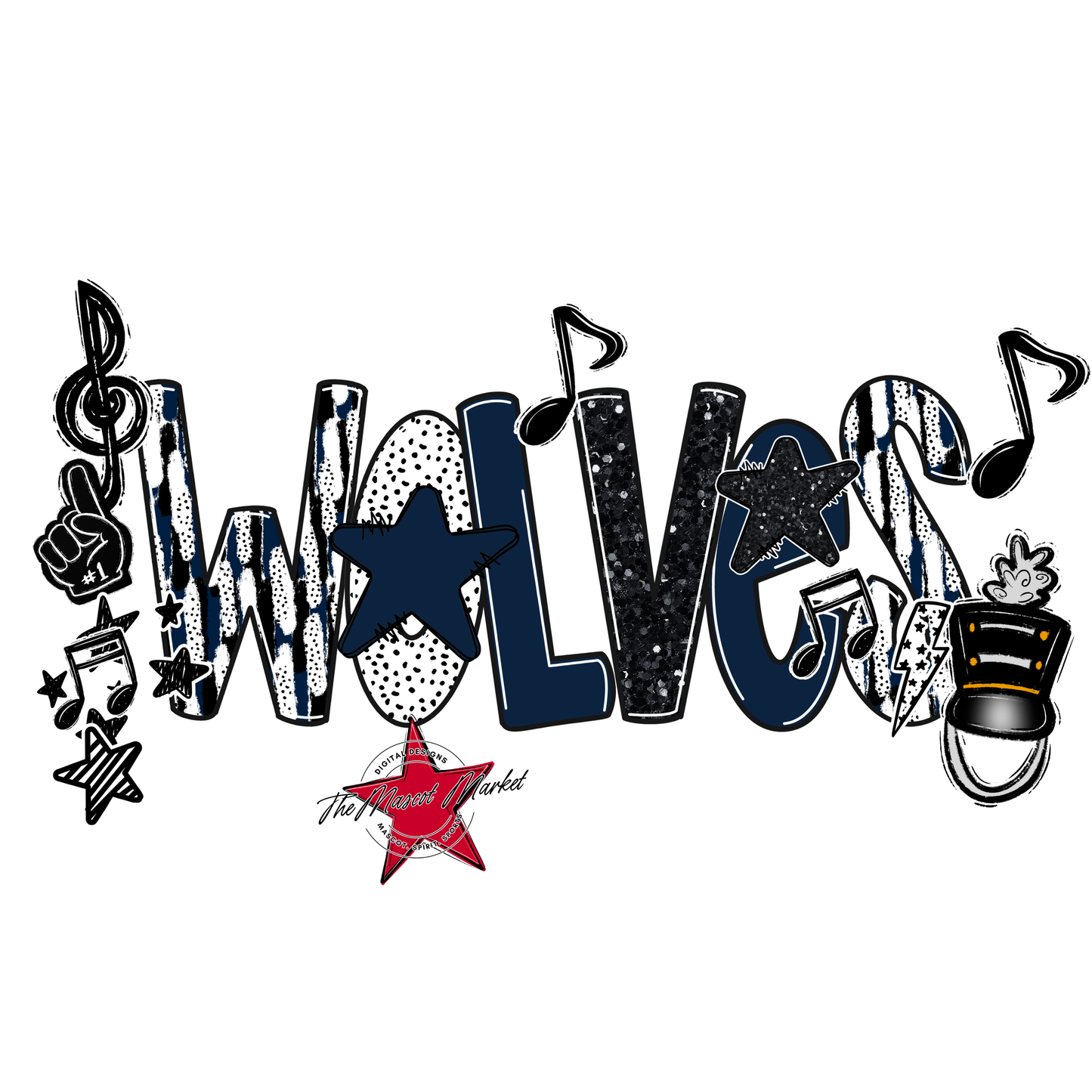 Wolves Band Scrape-Navy