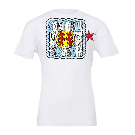 It's Softball Season Dot Design-Columbia Blue
