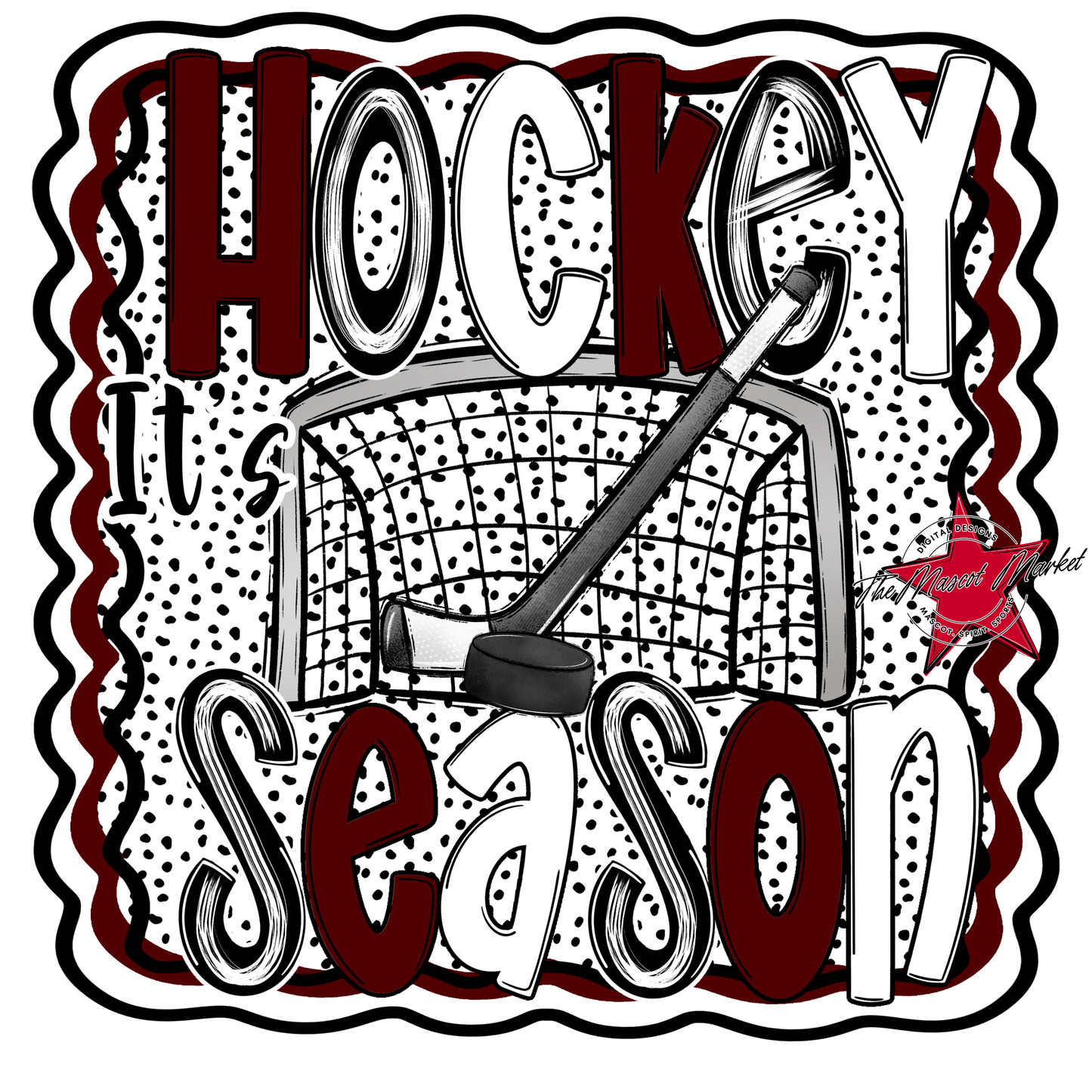 It's Hockey Season Dot Design-Maroon