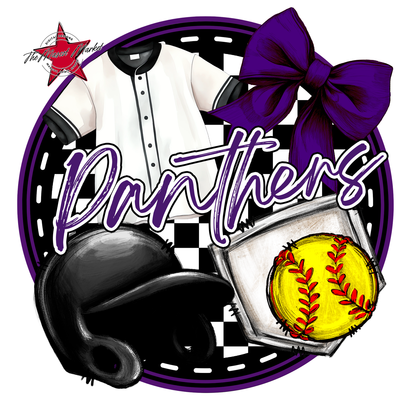Panthers Circle Softball Design-Purple