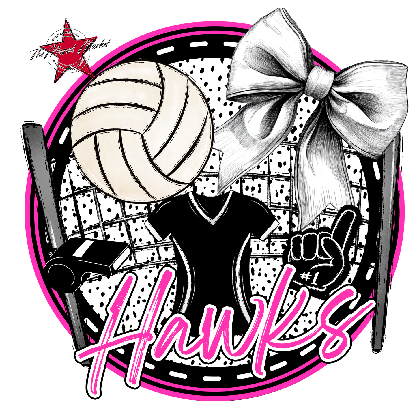 Hawks Circle Volleyball Design-Pink