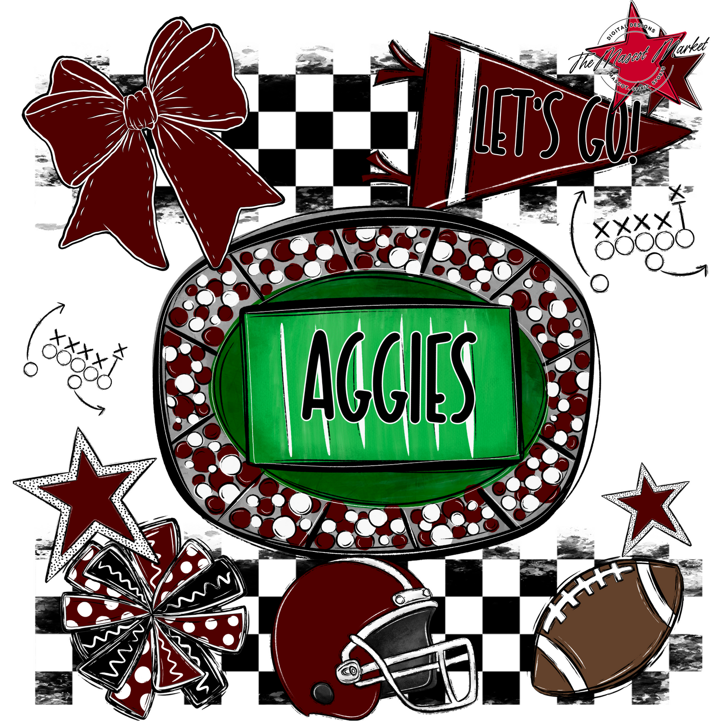 Aggies Checker Spirit Design-Maroon