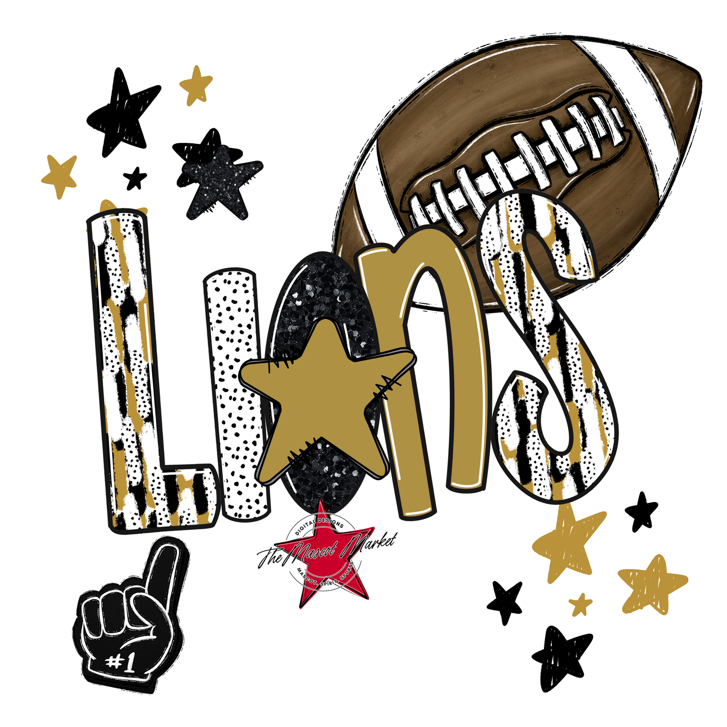 Lions Football Scrape-Gold