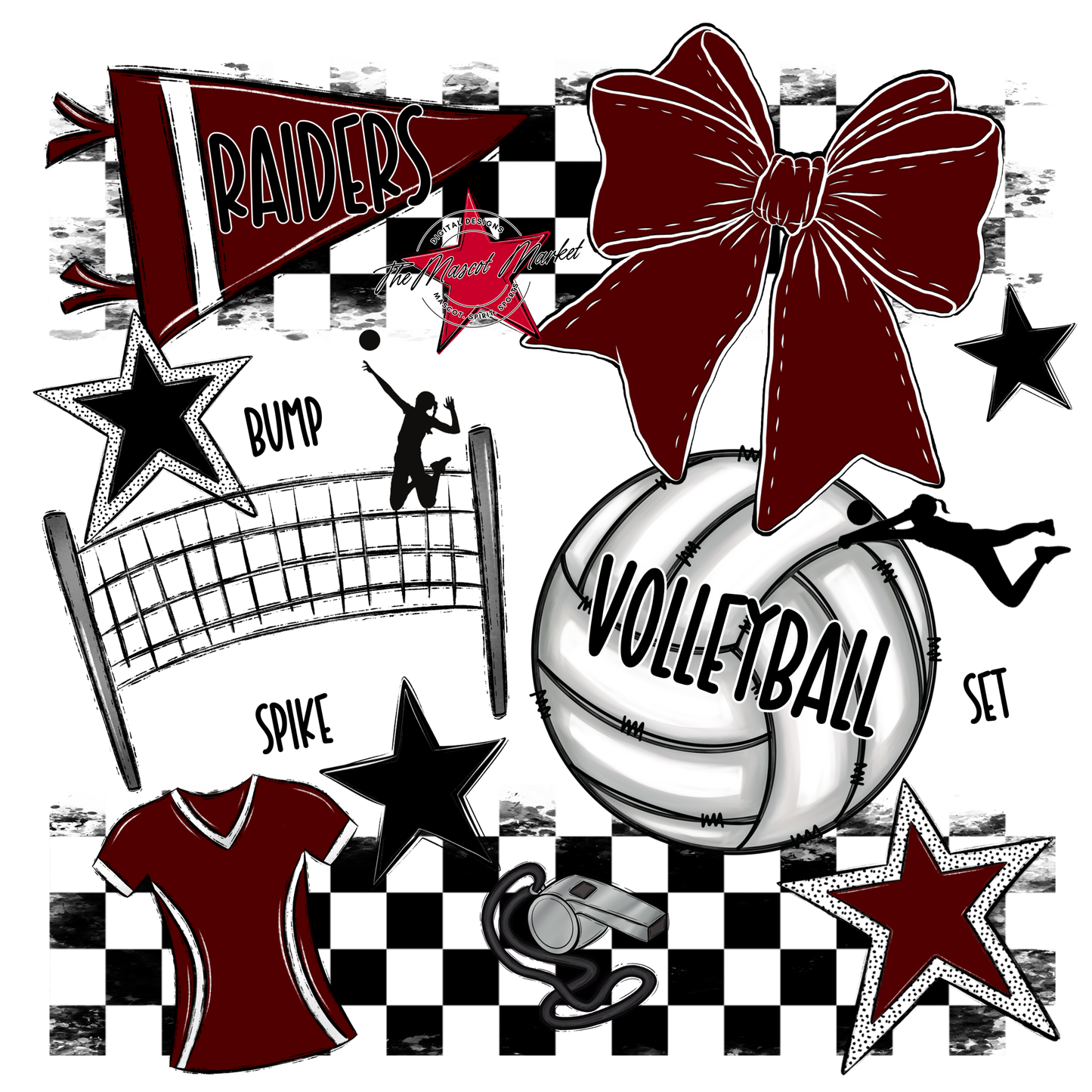 Raiders Volleyball Checkers Design-Maroon