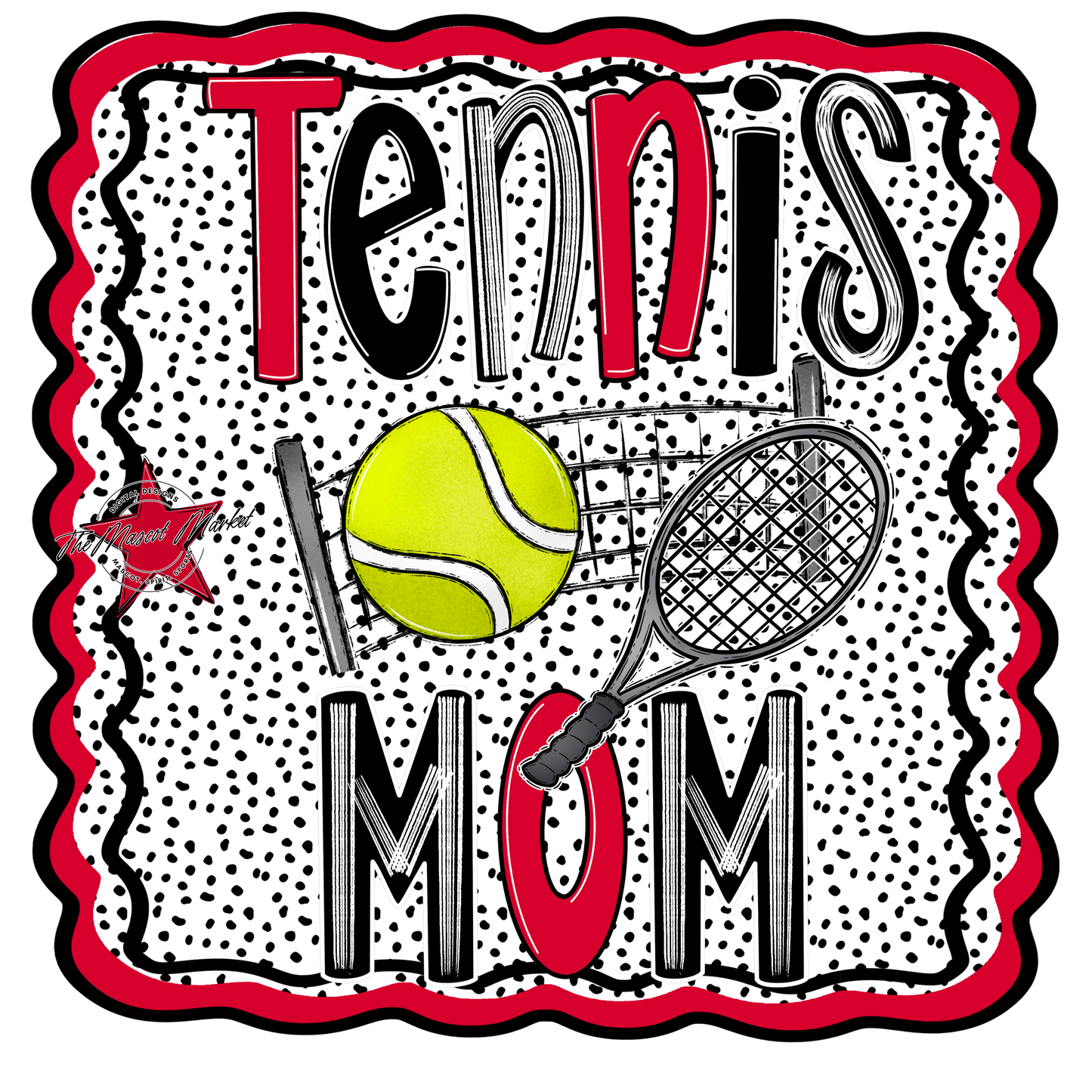 Tennis Mom Dot Design-Red
