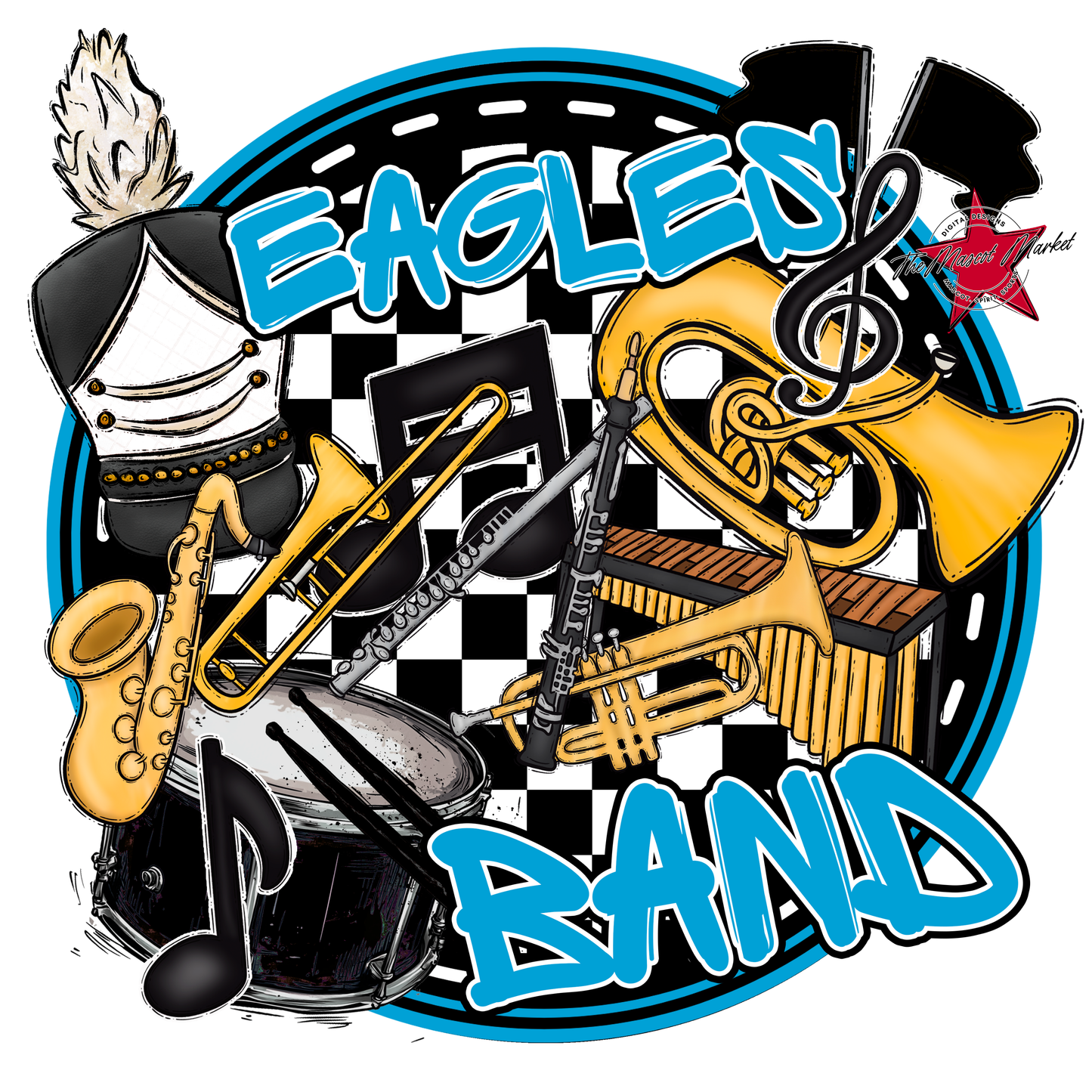 Eagles Circle Band Design-Carolina Blue