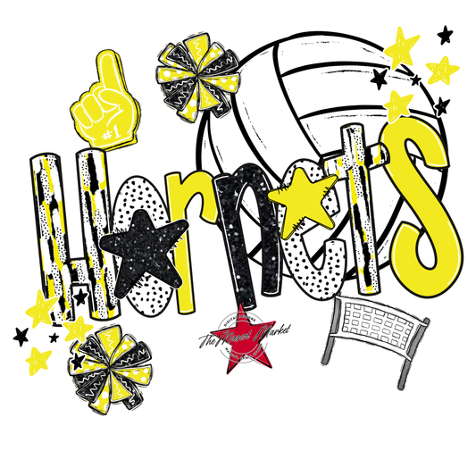 Hornets Volleyball Scrape-Bright Yellow