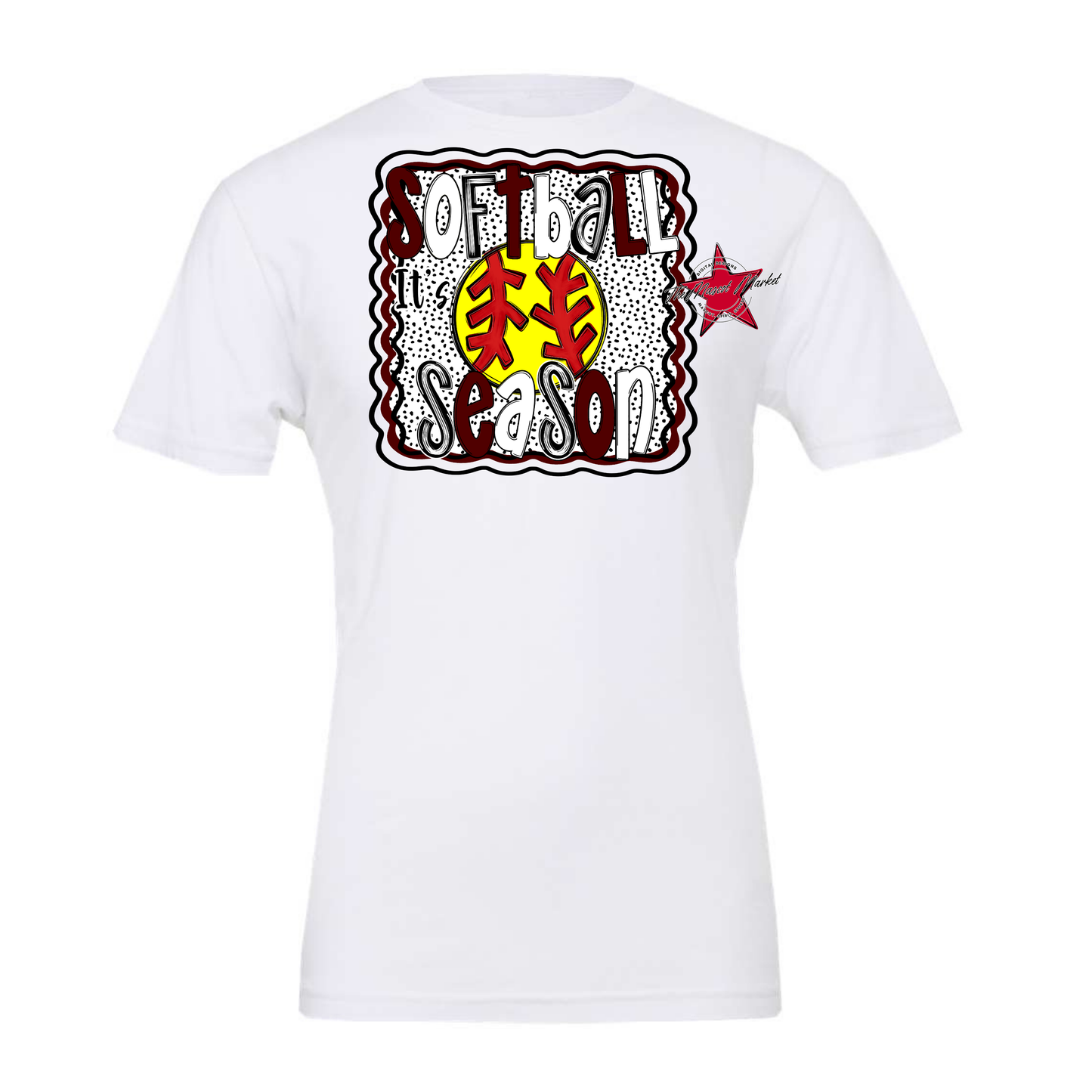 It's Softball Season Dot Design-Maroon