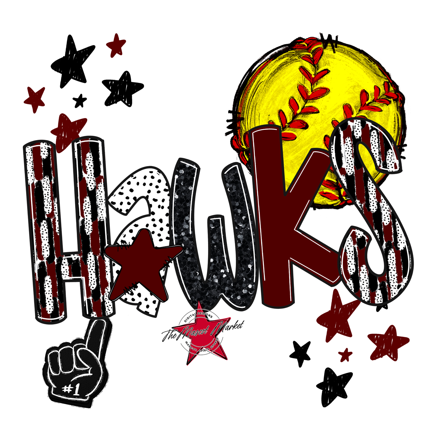 Hawks Softball Scrape-Maroon