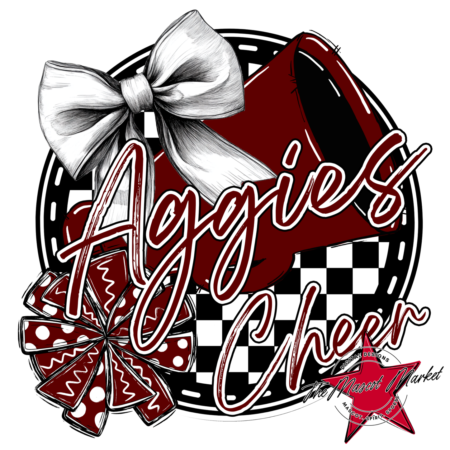 Aggies Cheer Circle Design-Maroon