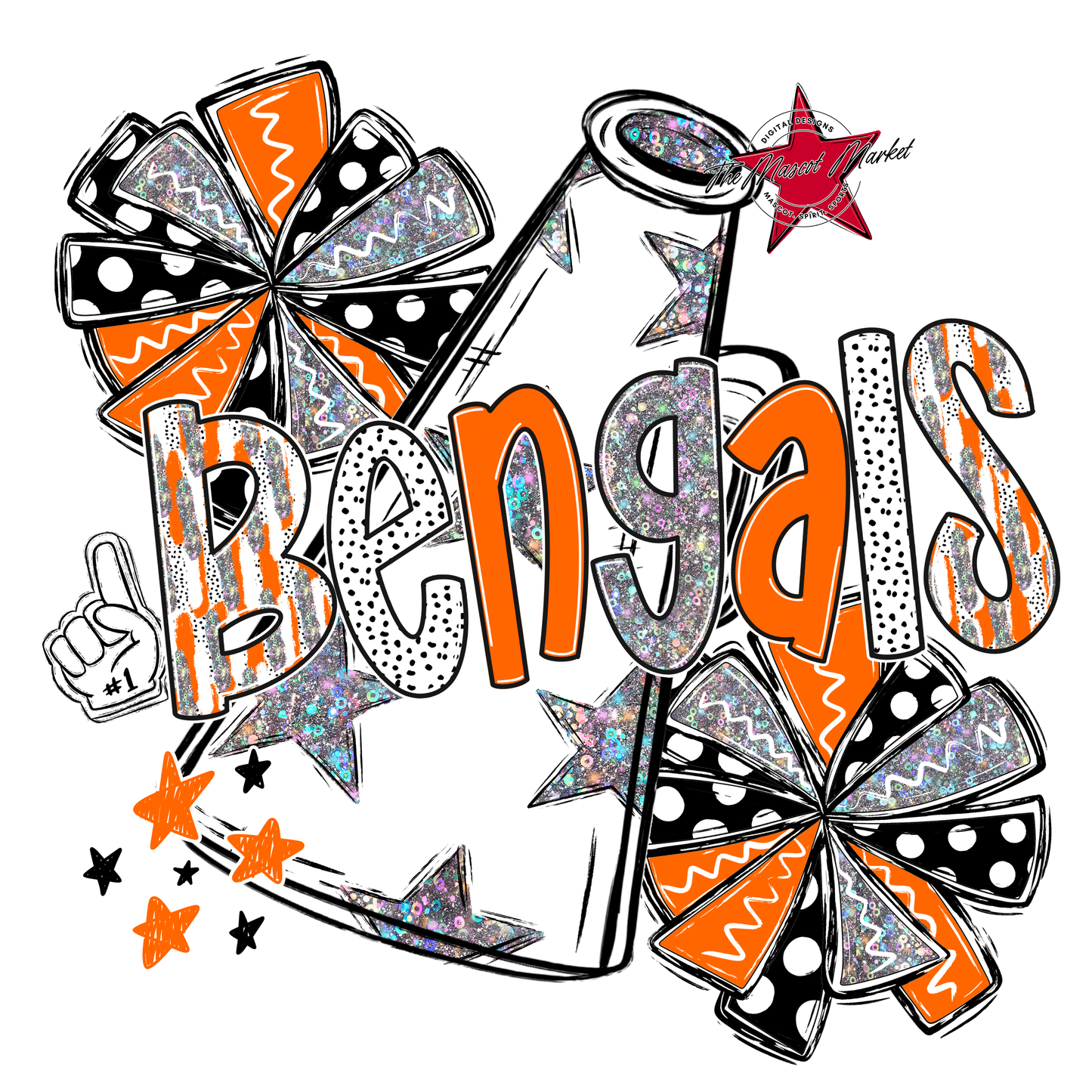 Bengals Cheer Megaphone Scrape-Orange