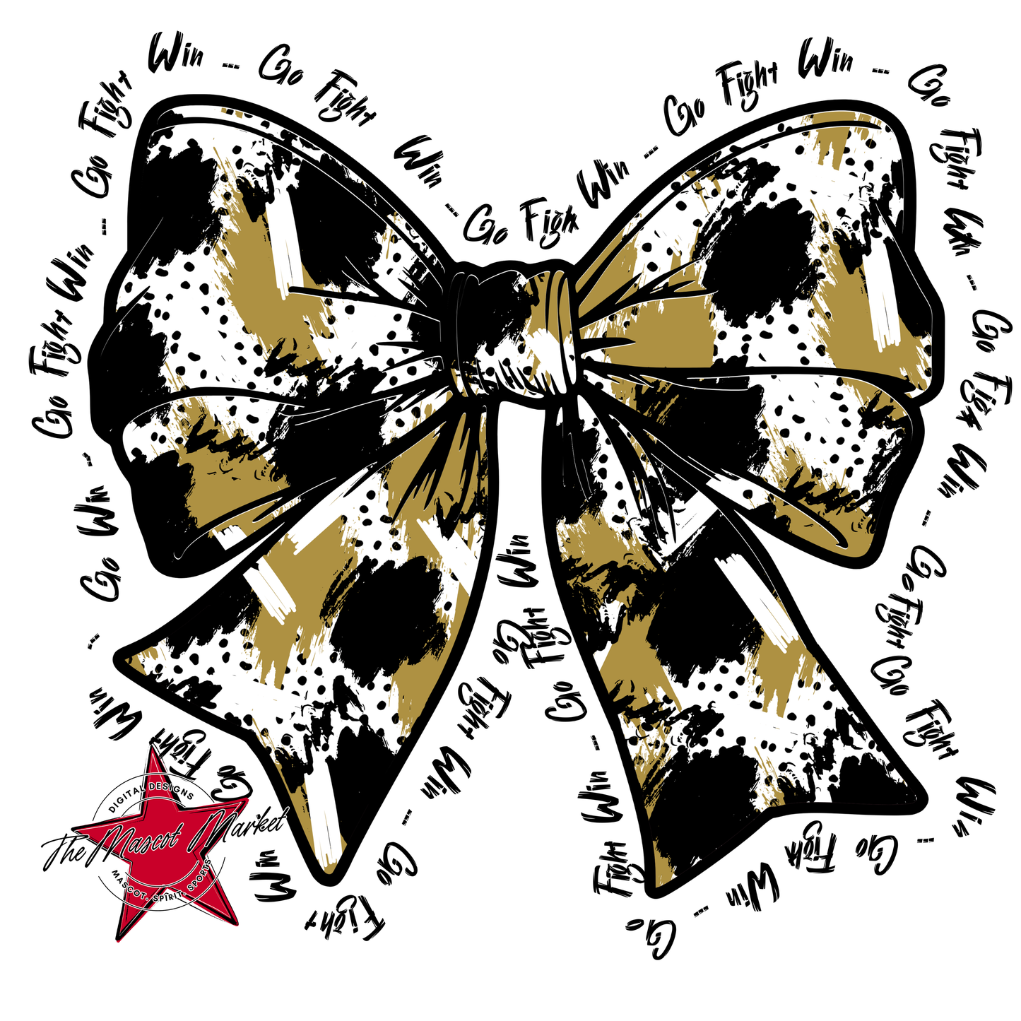 Go, Fight, Win, Splatter Bow Design-Gold
