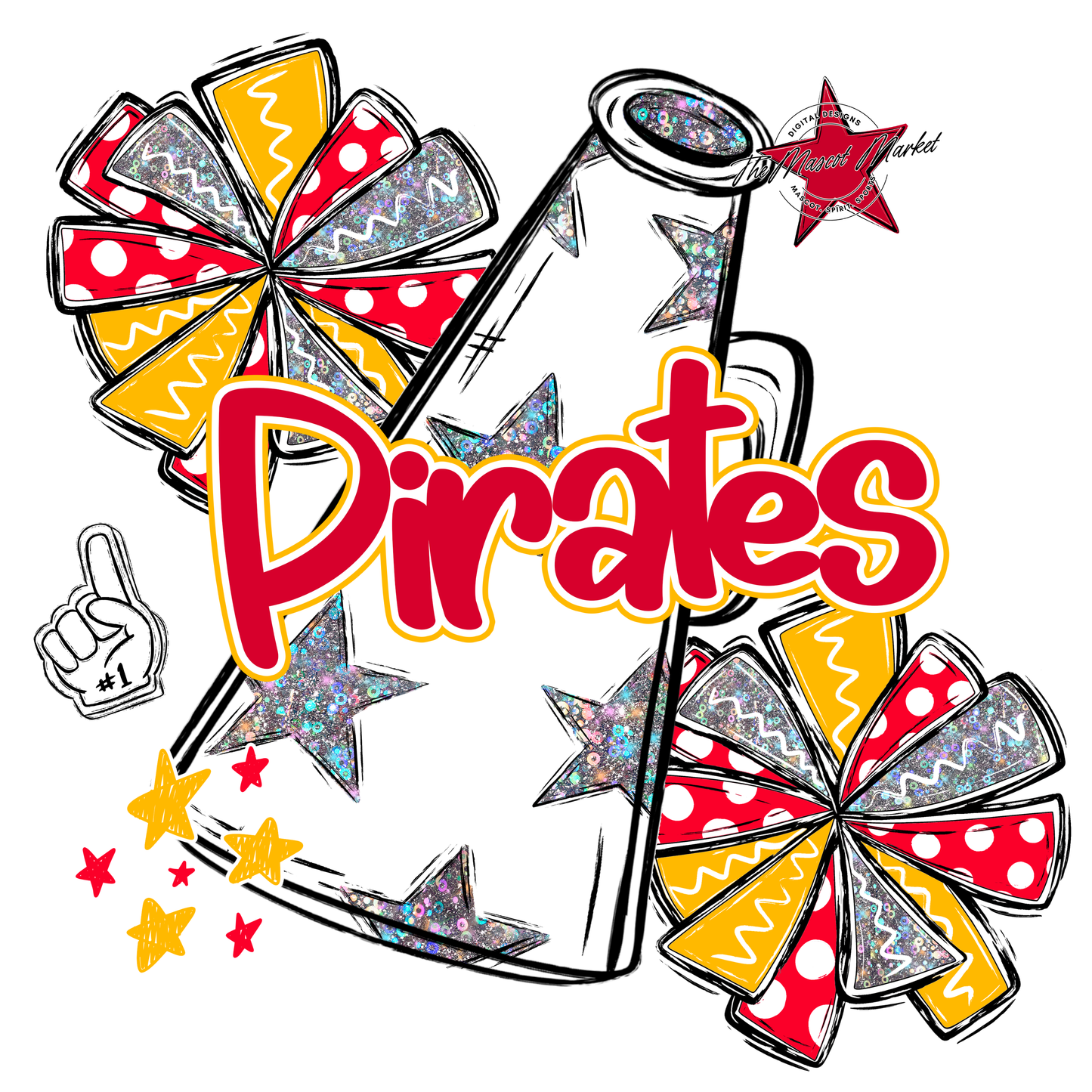 Pirates Alpha Megaphone Design-Red-Yellow