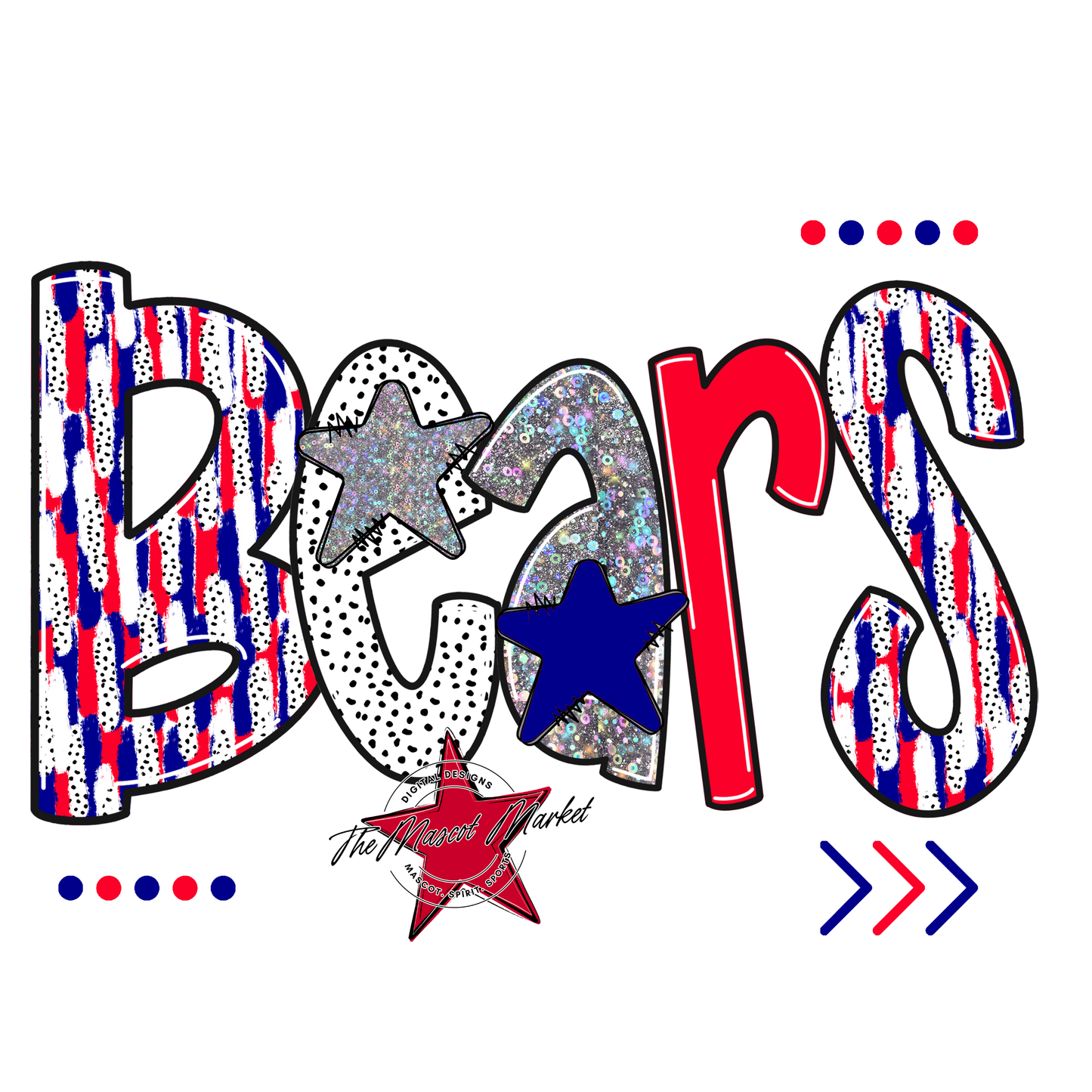 Bears Brushstroke Alpha Design-Blue-Red